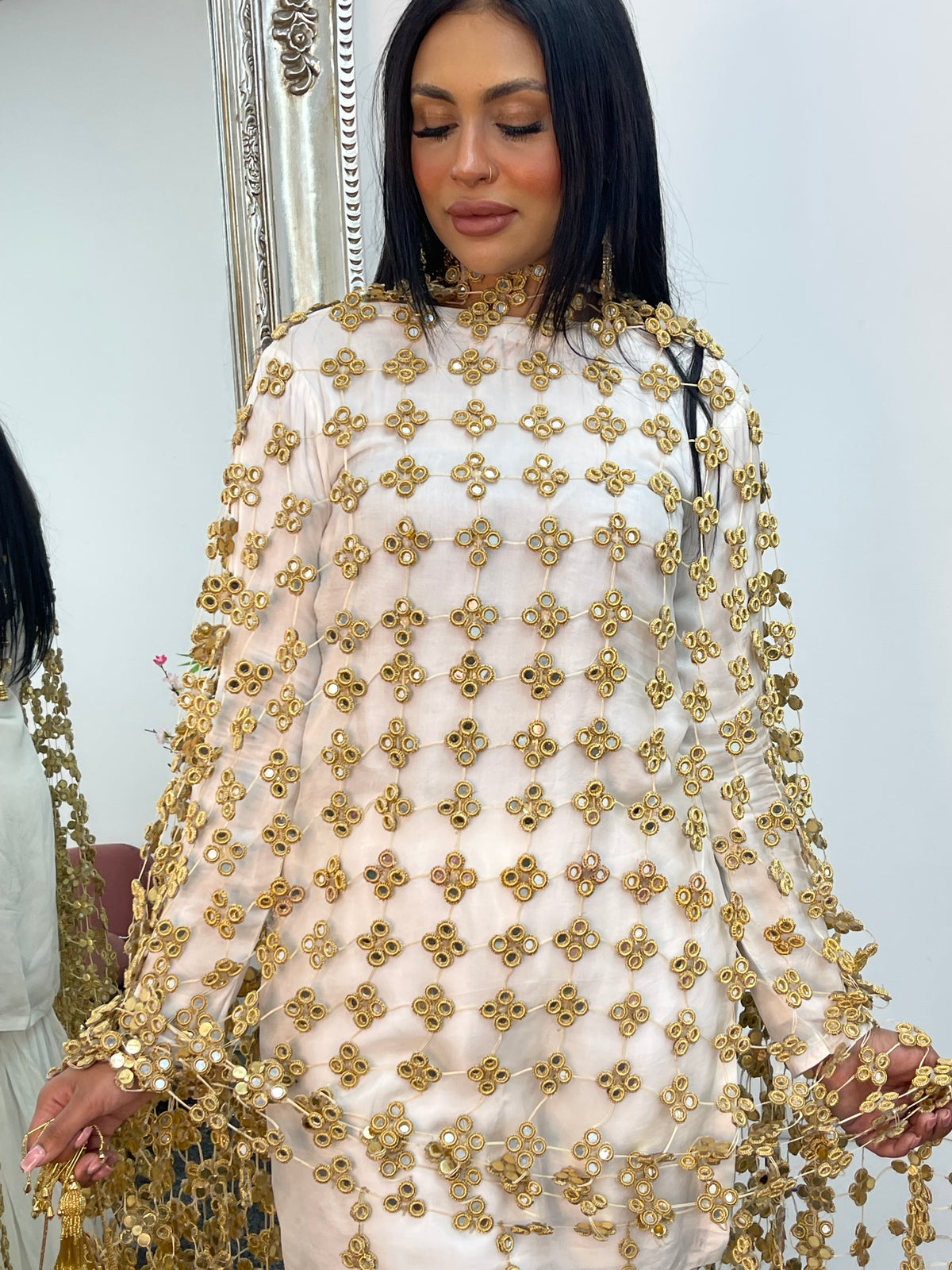 (Preorder 3/4weeks) BRIDAL- Posheeda Sheesh Dupatta - Poshida Mirror Dupata -