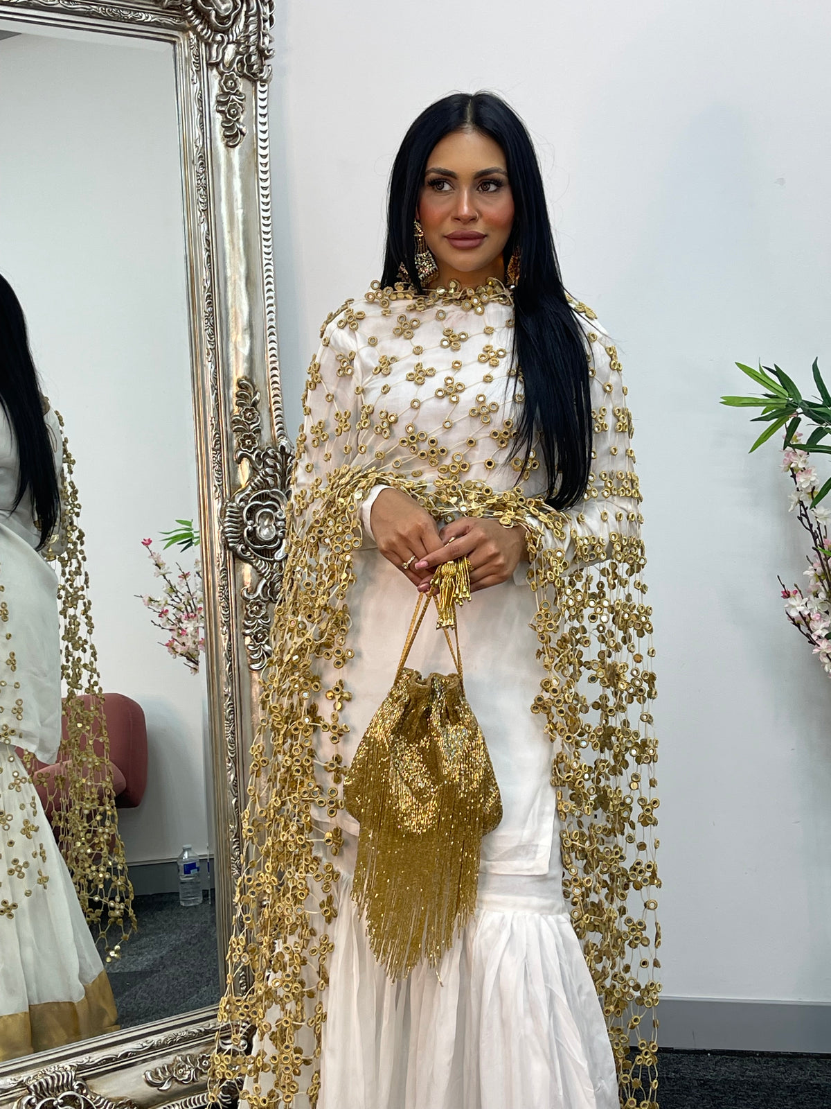 (Preorder 4-5 weeks)  Posheeda Sheesh Dupatta- GARARA SET - Poshida Mirror Dupata -B