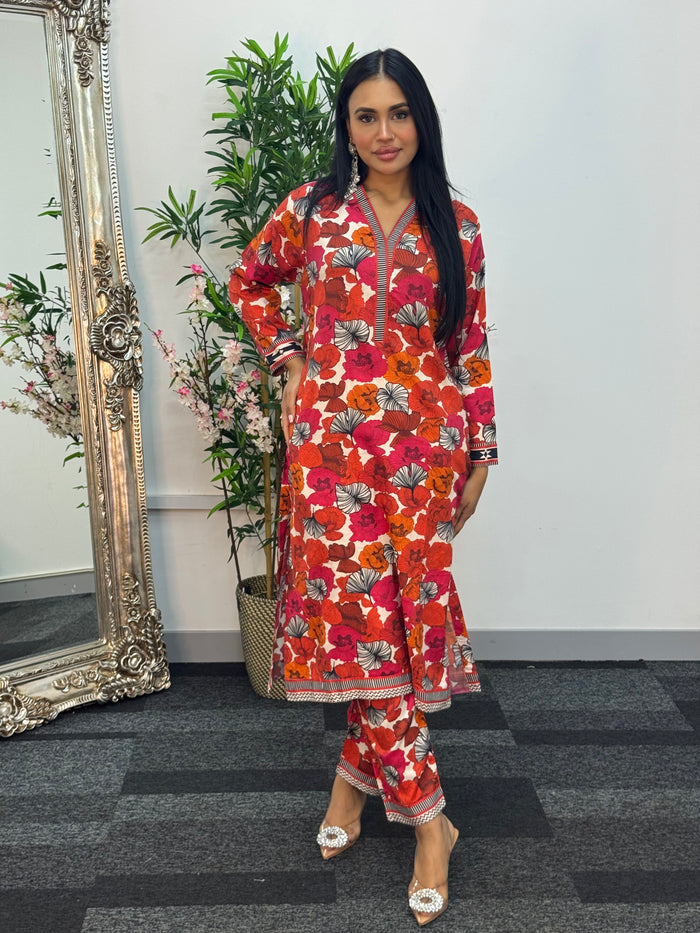 Daily Wear - 2pc Printed Linen - Floral