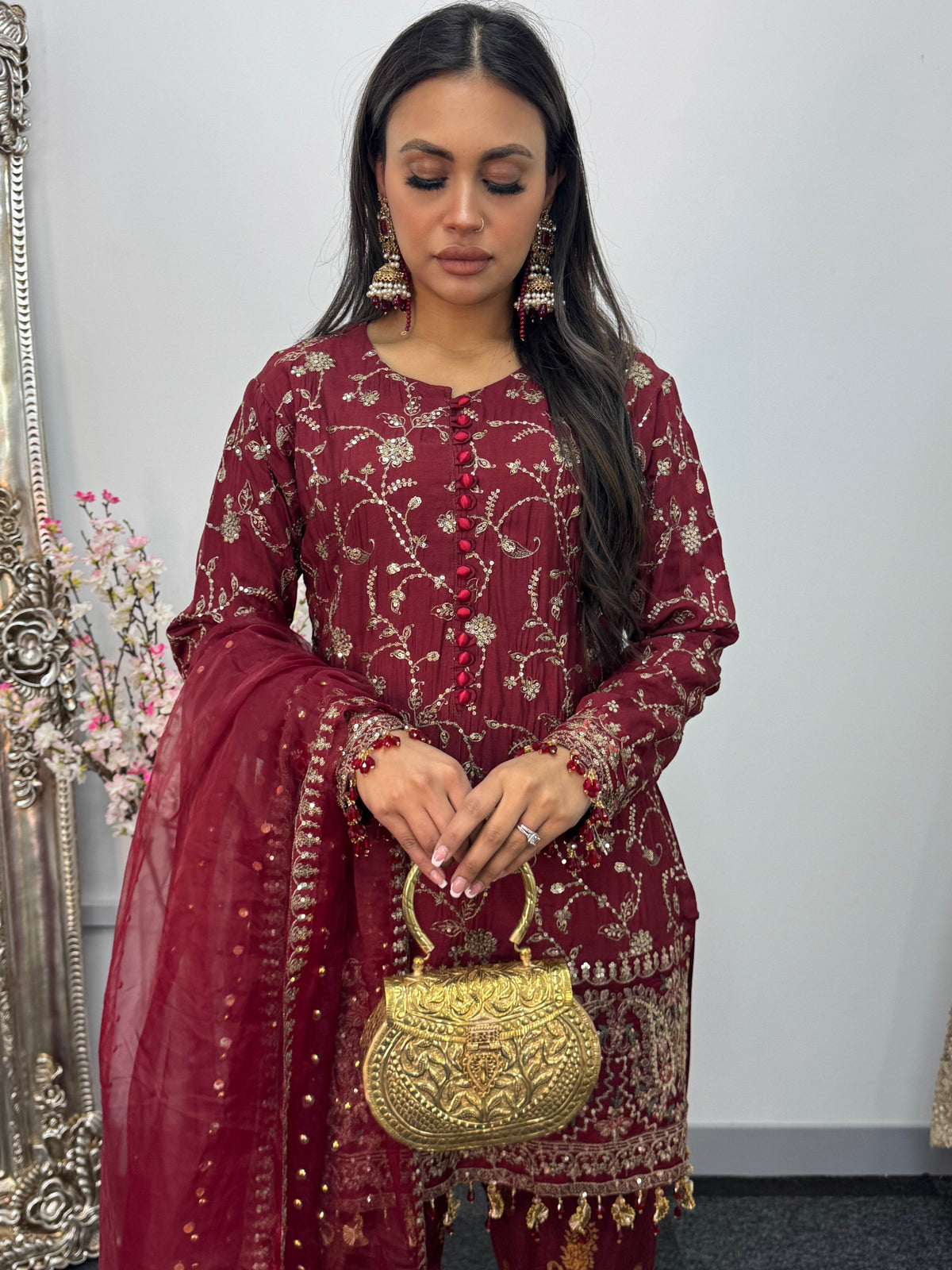 “Dulhan” - Maroon Garara - Rang de Boutique