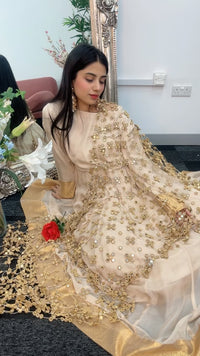 (Preorder 4-5 weeks) Posheeda Sheesh Dupatta with MAXI DRESS- Poshida Mirror Dupata -