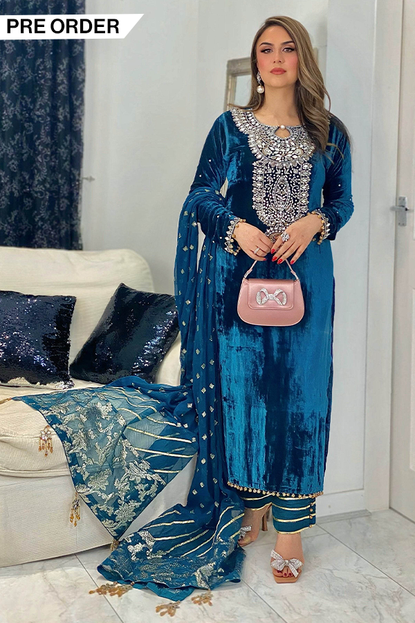 “Dil Ruba” Velvet - Teal