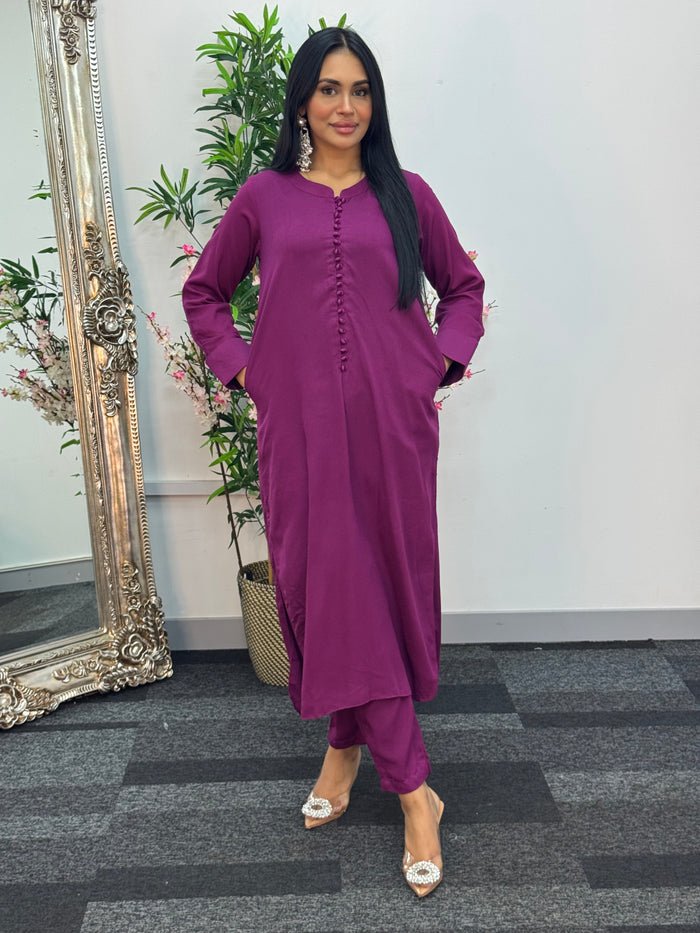 Basic Karandi - Winter Co-Ord - Magenta -