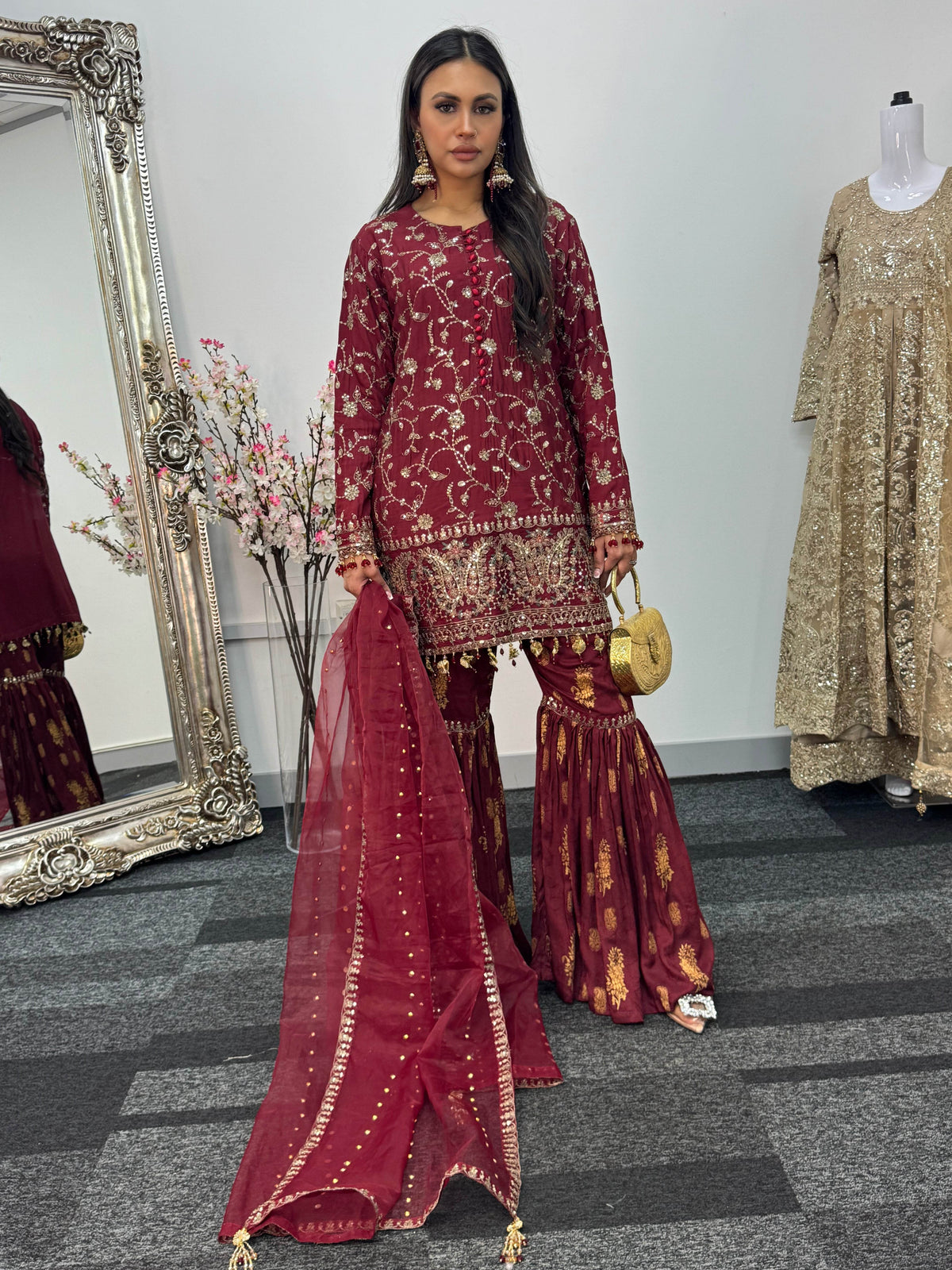 “Dulhan” - Maroon Garara - Rang de Boutique