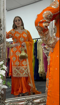 Kiran - Sheesha  Sharara - Orange - J