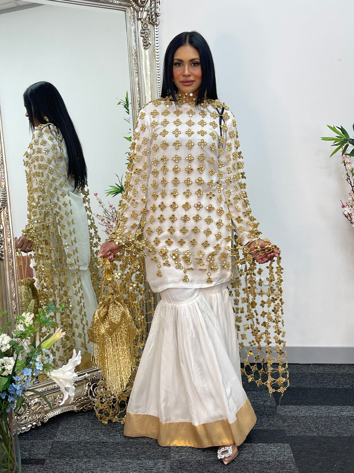 (Preorder 3/4weeks) BRIDAL- Posheeda Sheesh Dupatta - Poshida Mirror Dupata -