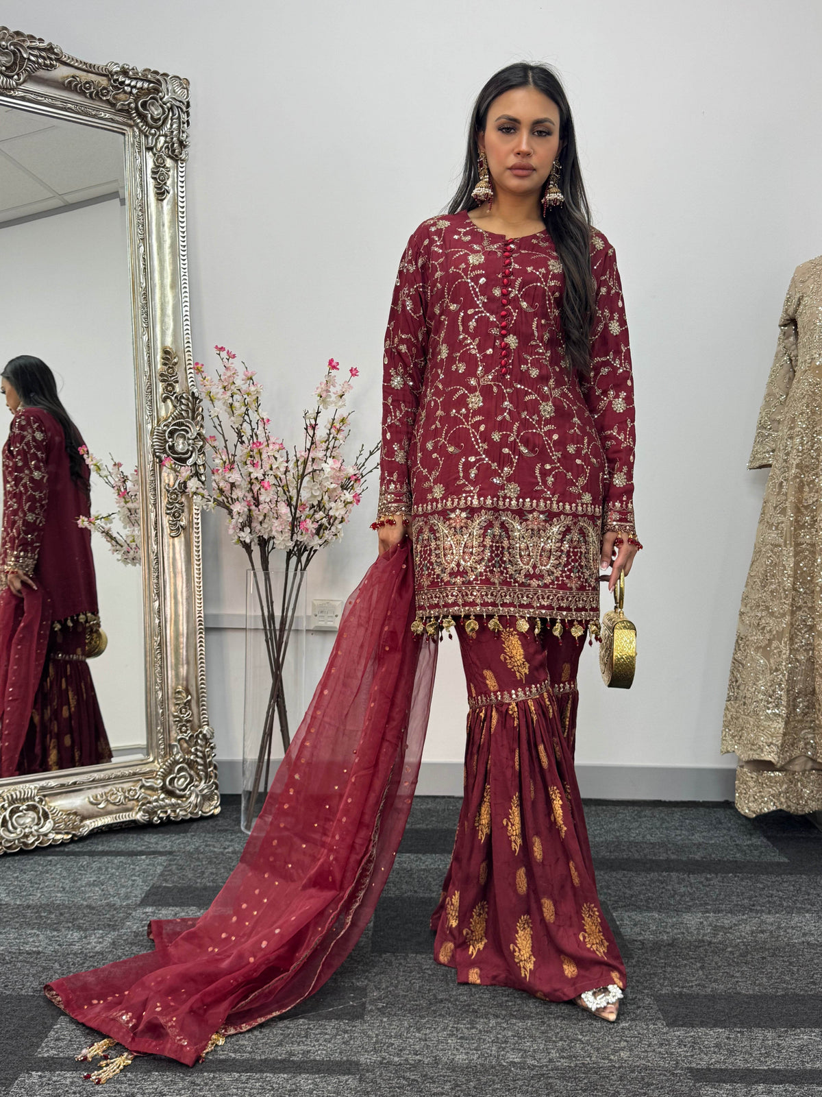 “Dulhan” - Maroon Garara - Rang de Boutique