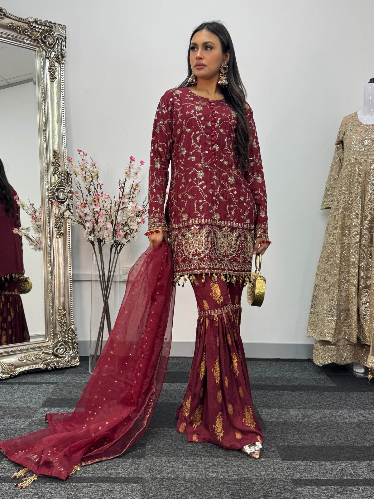 “Dulhan” - Maroon Garara - Rang de Boutique