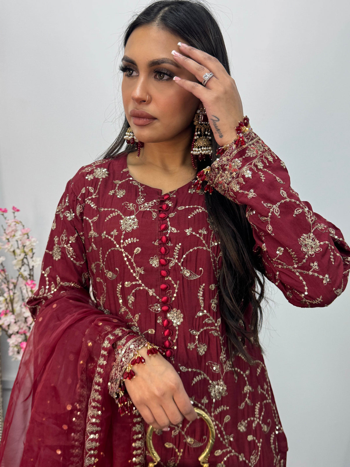 “Dulhan” - Maroon Garara - Rang de Boutique