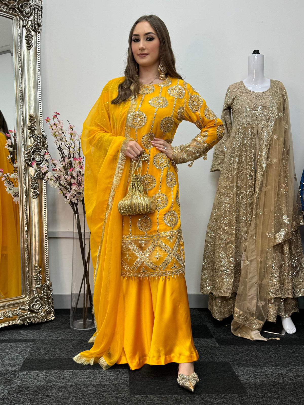 Kiran - Sheesha Sharara - Yellow - - Rang de Boutique