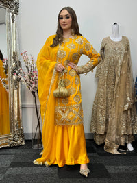Kiran - Sheesha Sharara - Yellow - - Rang de Boutique