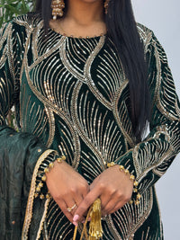 Pia - Cutdana Velvet- Green -