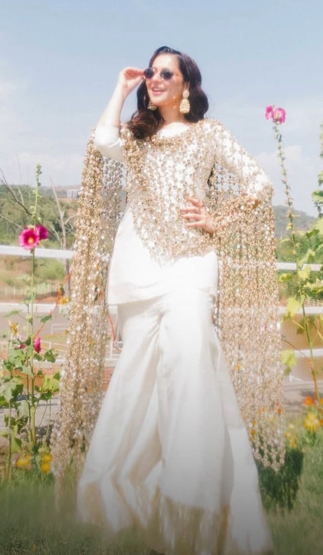 (Preorder 4-5 weeks)  Posheeda Sheesh Dupatta- GARARA SET - Poshida Mirror Dupata -B