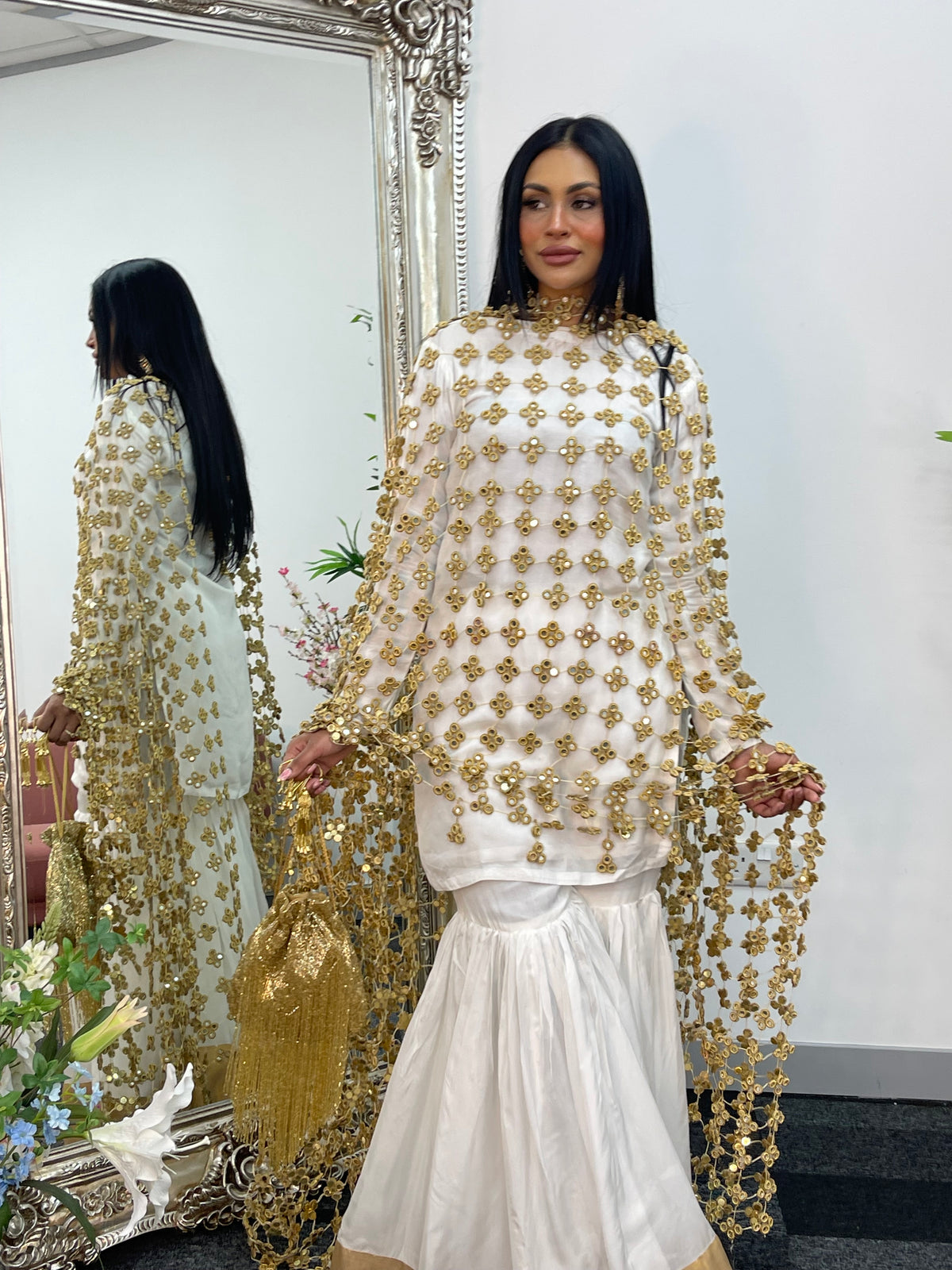 (Preorder 3/4weeks) BRIDAL- Posheeda Sheesh Dupatta - Poshida Mirror Dupata -