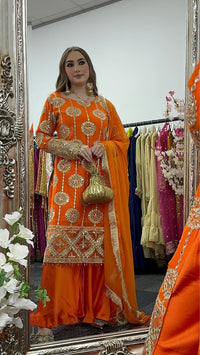Kiran - Sheesha  Sharara - Orange - J