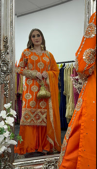 Kiran - Sheesha  Sharara - Orange - J