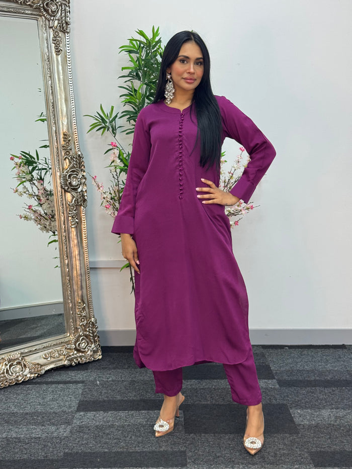 Basic Karandi - Winter Co-Ord - Magenta -