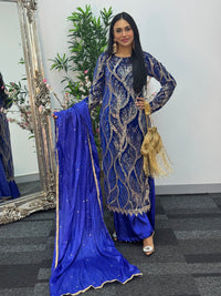 Pia - Cutdana Velvet- Blue-