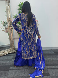 Pia - Cutdana Velvet- Blue-