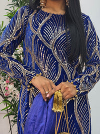 Pia - Cutdana Velvet- Blue-