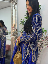 Pia - Cutdana Velvet- Blue-