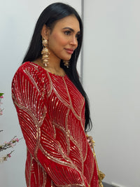 Pia - Cutdana Velvet- Red-