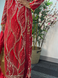 Pia - Cutdana Velvet- Red-