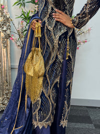 Pia - Cutdana Velvet- Navy