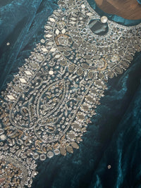 “Dil Ruba” Luxury Velvet Pret Outfit - Teal - Rang de Boutique