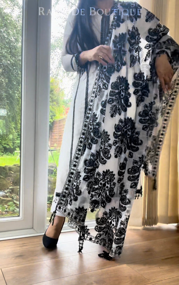 Monochrome - Black & White Chiffon-