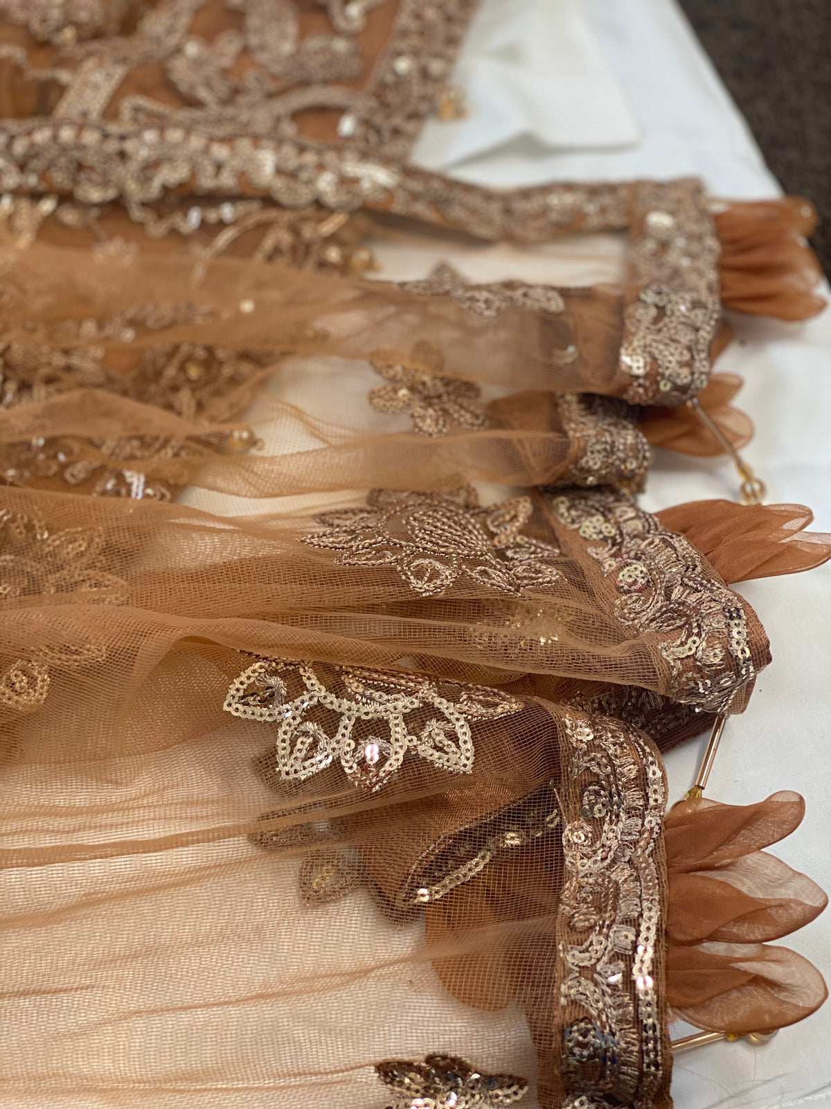 Farasha Original Coffee Brown 3pc Frock - Rang de Boutique