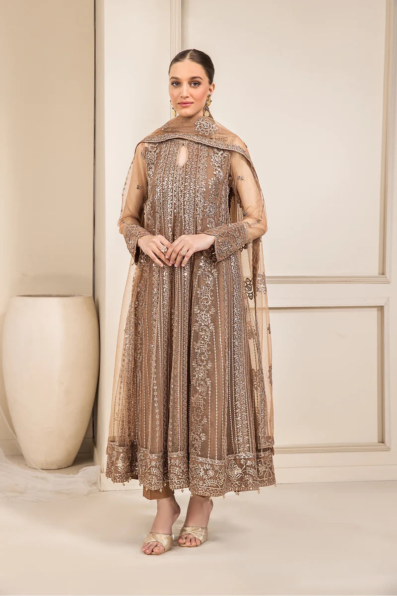 Farasha Original Coffee Brown 3pc Frock - Rang de Boutique