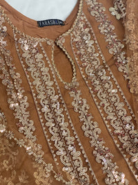 Farasha Original Coffee Brown 3pc Frock - Rang de Boutique