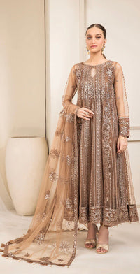 Farasha Original Coffee Brown 3pc Frock - Rang de Boutique