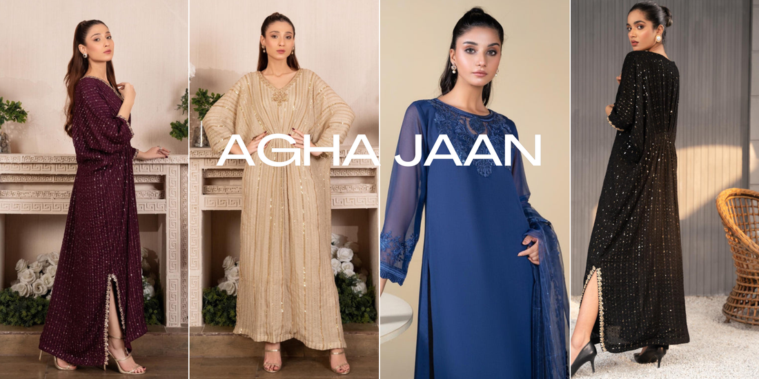 Agha Jaan Outfits and Kaftans Exclusive Collection at RangDe UK