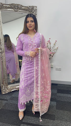 Asifa Nabeel - inspired - Lawn - Lilac Pink -