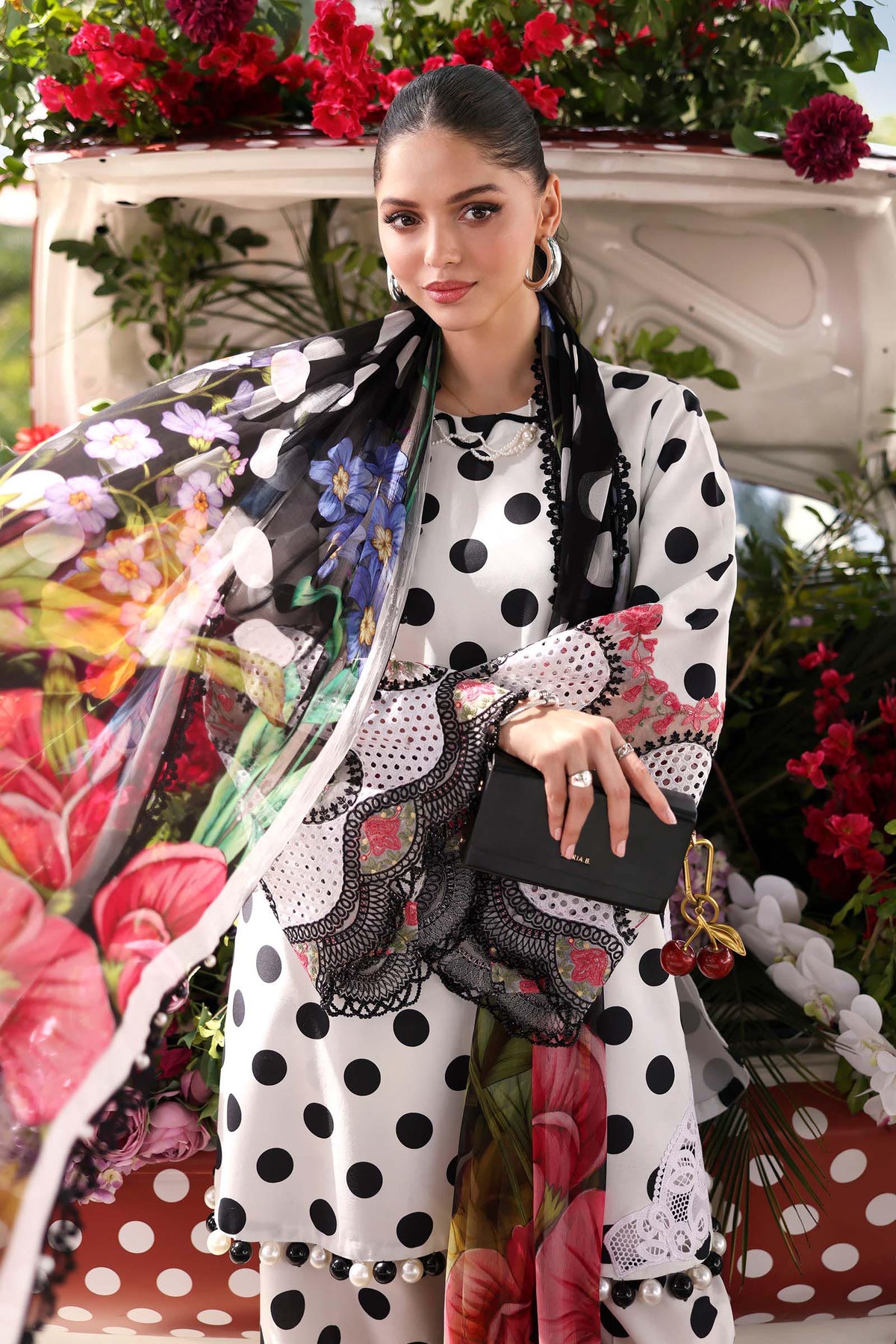 Maria B MPrints Lawn - Polka Dots - Black