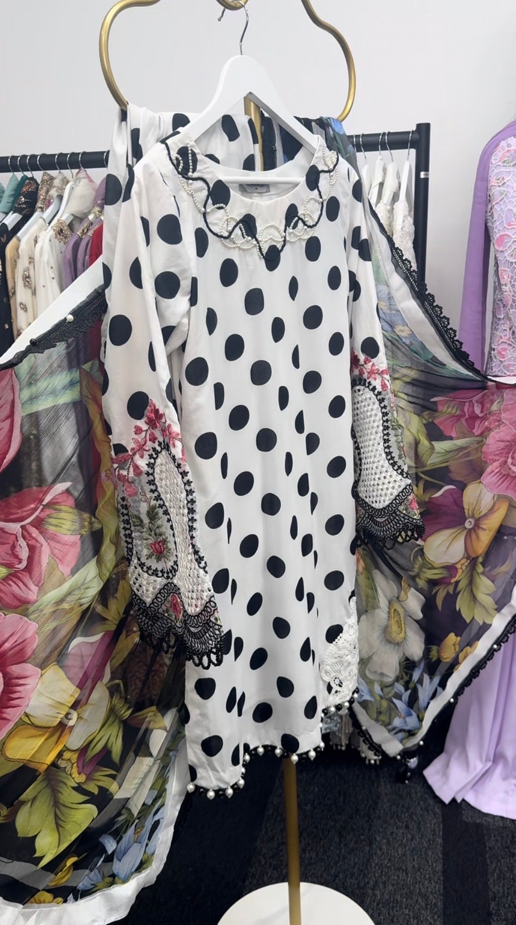 Maria B MPrints Lawn - Polka Dots - Black