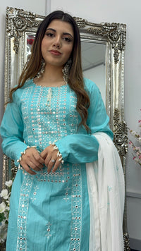 Chashni - Embriodered - Blue -