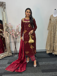 Dil Bahar - velvet - Maroon -