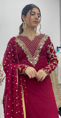 Afsana - Handwork - Party Wear -Maroon-