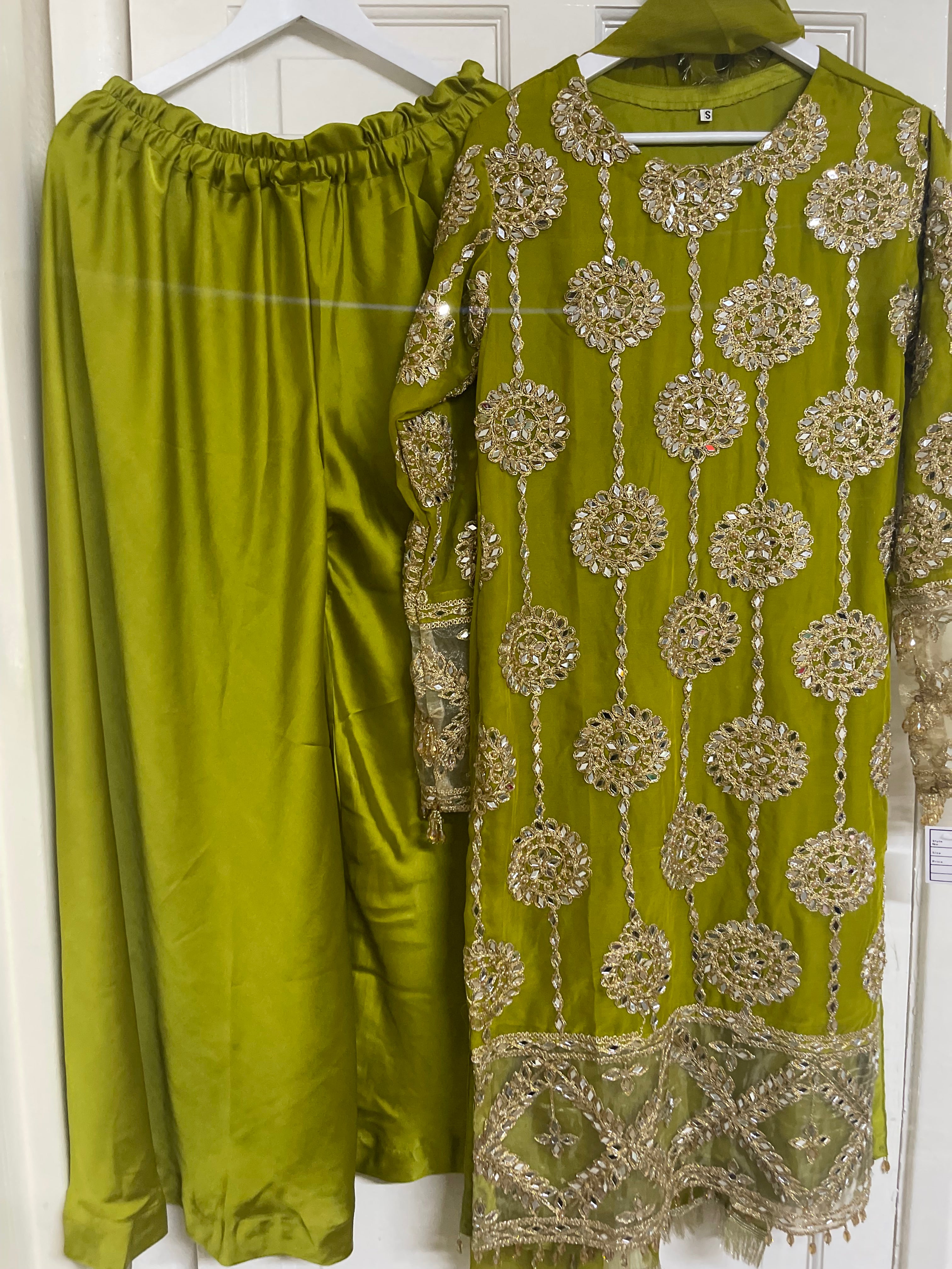 Kiran - Sheesha  Sharara - Green - Mehndi Outfit- Party Wear-