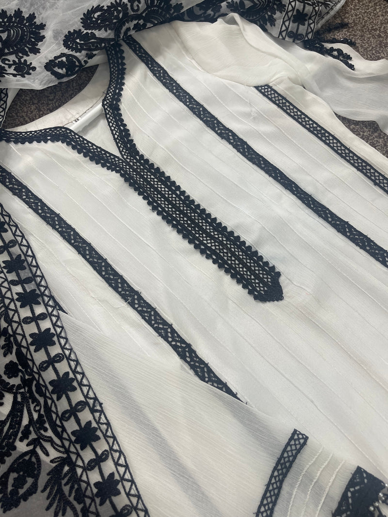 Monochrome - Black & White Chiffon-