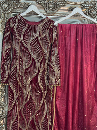 Pia - Cutdana Velvet- Maroon