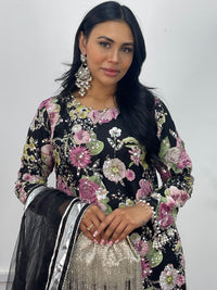 Kareena - Floral cutdana - Karina - Black Pink - B