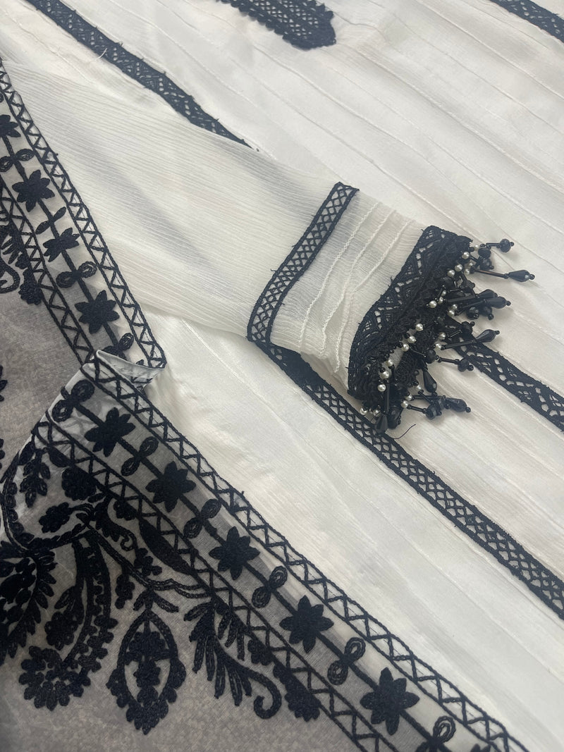 Monochrome - Black & White Chiffon-