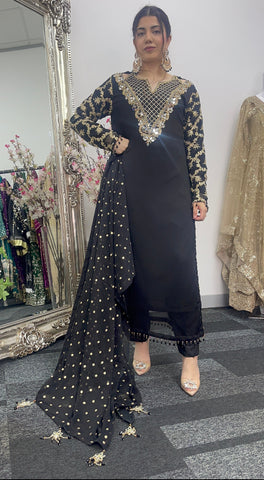 Afsana - Handwork - Party Wear - Black -