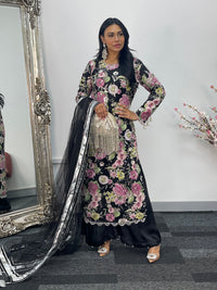 Kareena - Floral cutdana - Karina - Black Pink - B