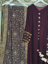 Komal - Velvet - Burgundy
