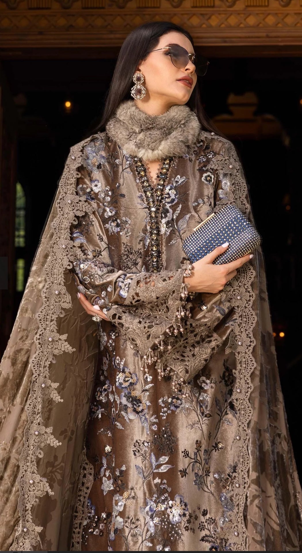 Maria B Luxury Velvet - Brown - D3